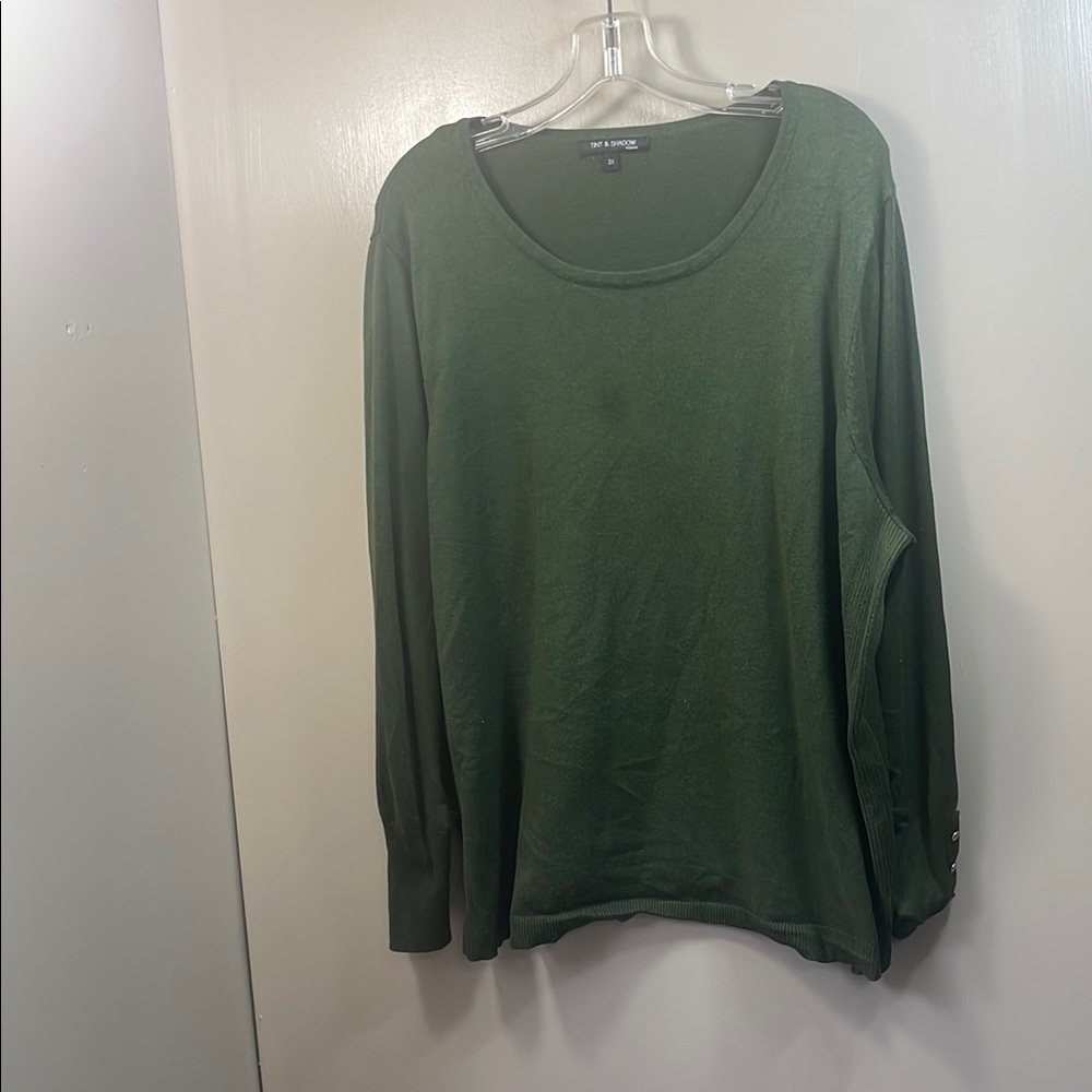 Tint & Shadow women Green Relaxed Hoodie Sweatshirt size‎ 3X